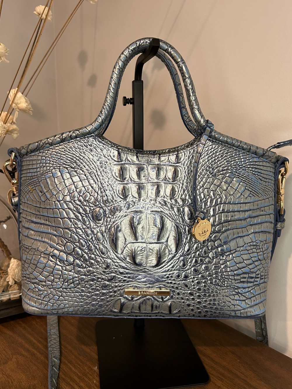 Brahmin Elaine Serenity Blue Ombre Melbourne Satchel Crossbody Retired Like New